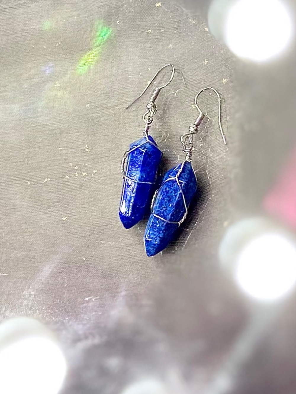 Lapis Lazuli Earrings Royal Blue Gem Stone Women’s Bohemian Chic Stylish Jewelry